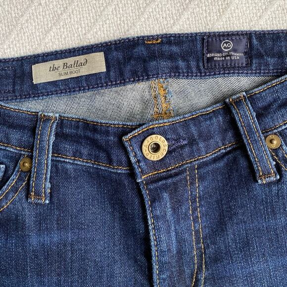 AG Adriano Goldschmied The Ballad Slim‎ Bootcut Jeans Dark Wash Raw Hem Size 28R - Picture 6 of 8